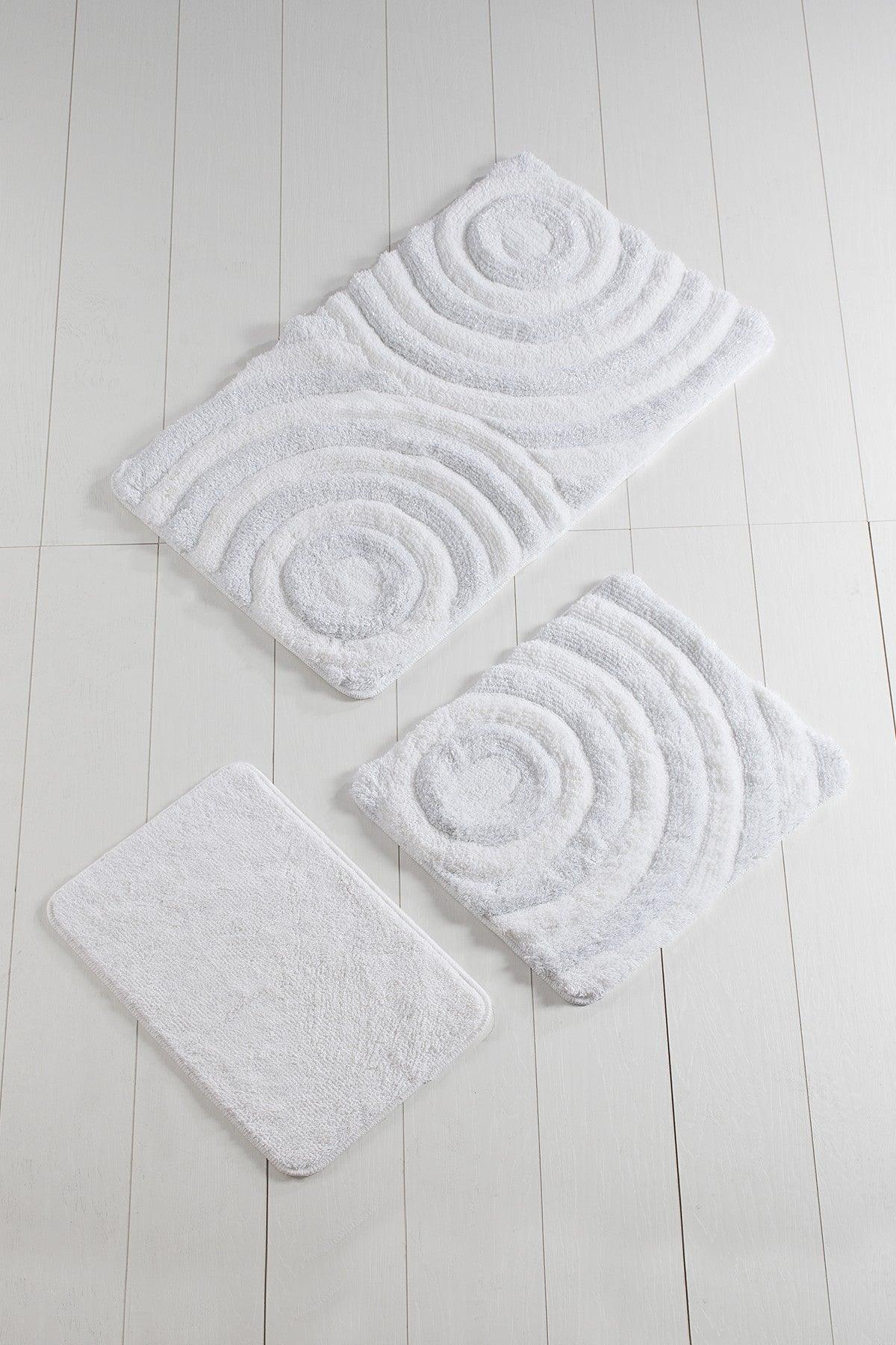 Covoraș de baie 3 bucăți Wave, Diverse culori, 60x100 cm - Alb | SKU: 351ALS2028 | Covoraș de baie 3 bucăți Wave, 60x100 cm, varianta Alb, produs pentru amenajarea locuinței, disponibil online în România la CasaMob