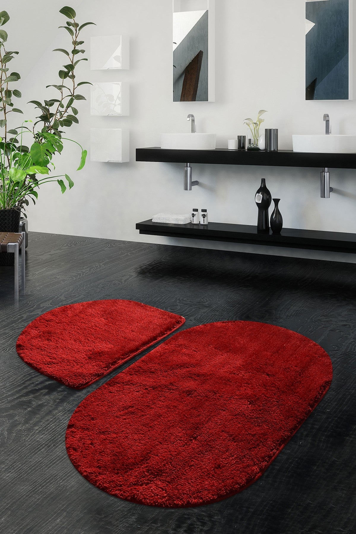 Covoraș de baie Colors of Oval, Roșu, Diverse configurații, Diverse dimensiuni - 60x100 cm - 2 bucăți | SKU: 351ALS2174 | Covoraș de baie Colors of Oval, Roșu, varianta 60x100 cm - 2 bucăți, produs pentru amenajarea locuinței, disponibil online în România la CasaMob