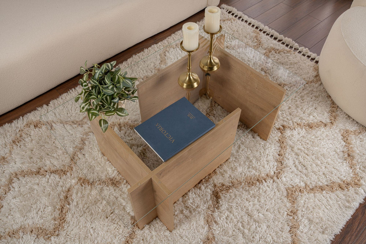 Măsuță de cafea Vetrino, Diverse culori, 105x65x40 cm - Honey oak | SKU: 353NRD1109 | Măsuță de cafea Vetrino, 105x65x40 cm, varianta Honey oak, produs pentru amenajarea locuinței, disponibil online în România la CasaMob