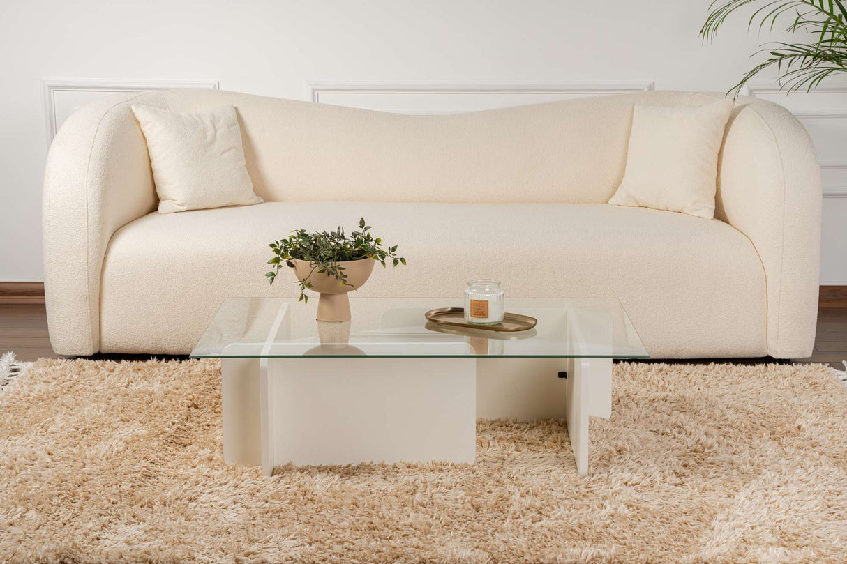 Măsuță de cafea Flavio, Diverse culori, 105x65x30 cm - Alb cu aspect de lemn | SKU: 353NRD1115 | Măsuță de cafea Flavio, 105x65x30 cm, varianta Alb cu aspect de lemn, produs pentru amenajarea locuinței, disponibil online în România la CasaMob