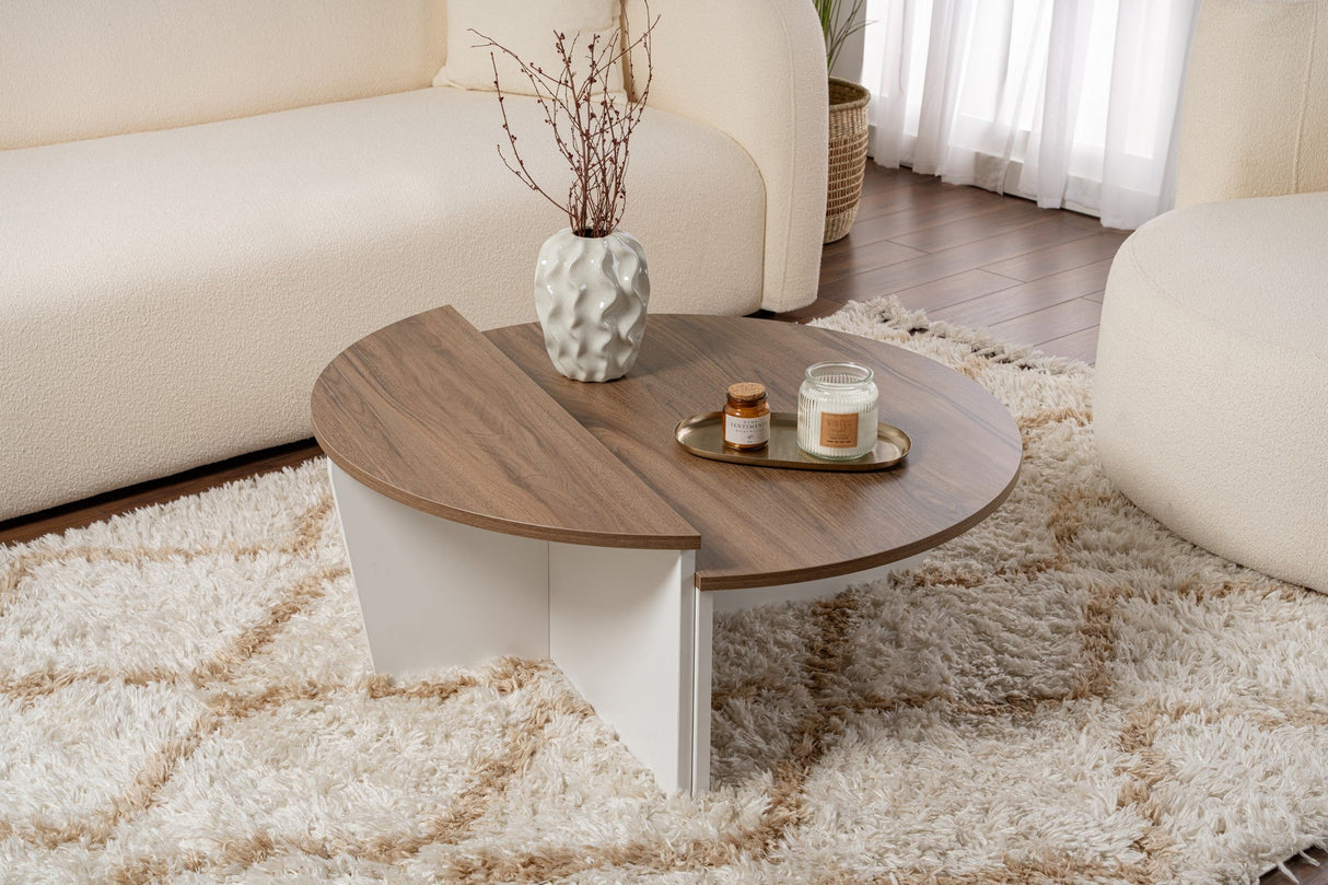 Măsuță de cafea Orion, Diverse culori, 90x60x30 cm - Venezia walnut - Alb | SKU: 353NRD1120 | Măsuță de cafea Orion, 90x60x30 cm, varianta Venezia walnut - Alb, produs pentru amenajarea locuinței, disponibil online în România la CasaMob