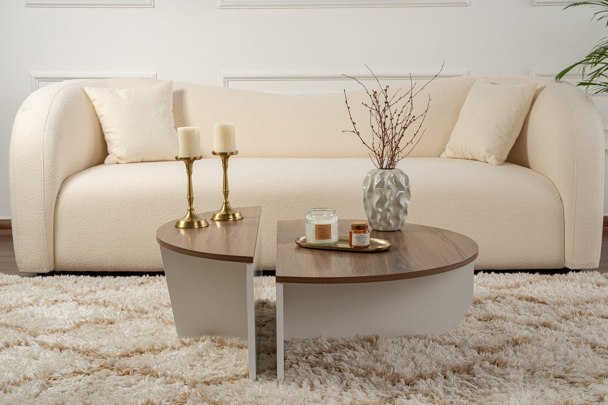 Măsuță de cafea Orion, Diverse culori, 90x60x30 cm - Venezia walnut - Alb | SKU: 353NRD1120 | Măsuță de cafea Orion, 90x60x30 cm, varianta Venezia walnut - Alb, produs pentru amenajarea locuinței, disponibil online în România la CasaMob
