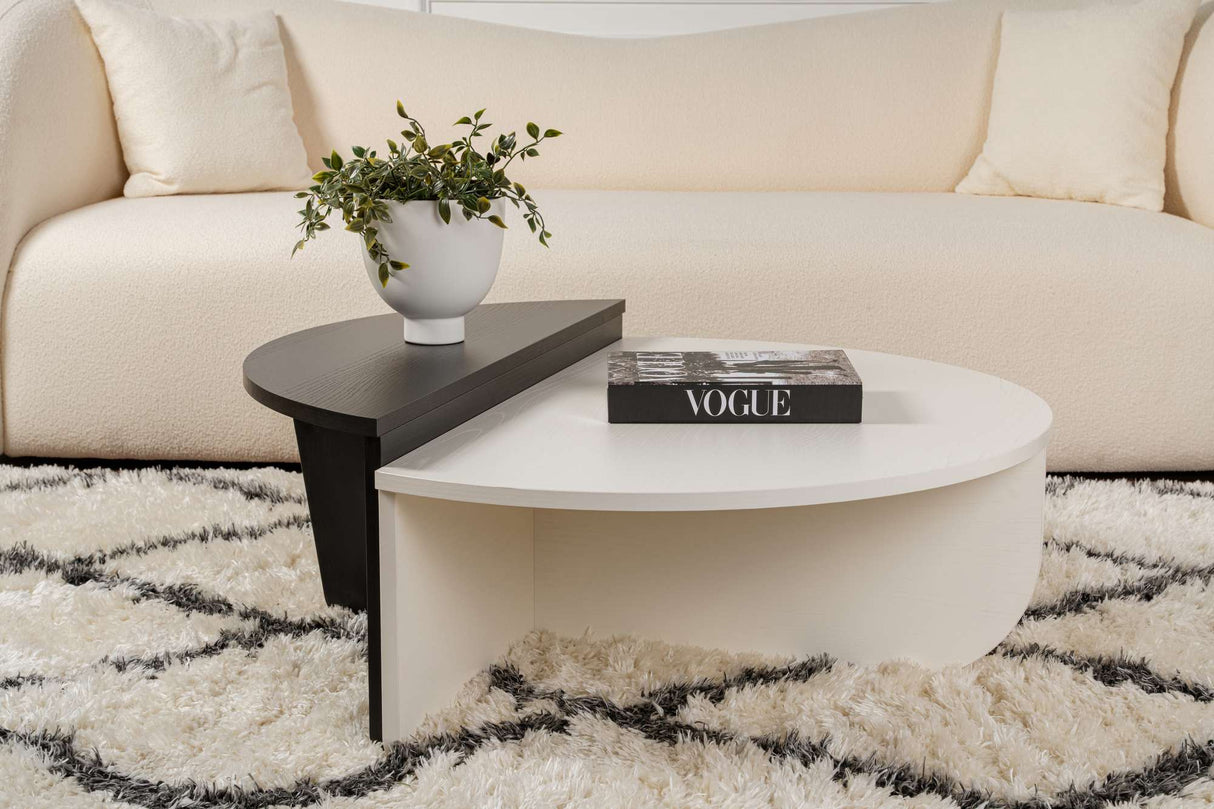Măsuță de cafea Orion, Diverse culori, 90x60x30 cm - Wood white - Wood black | SKU: 353NRD1121 | Măsuță de cafea Orion, 90x60x30 cm, varianta Wood white - Wood black, produs pentru amenajarea locuinței, disponibil online în România la CasaMob