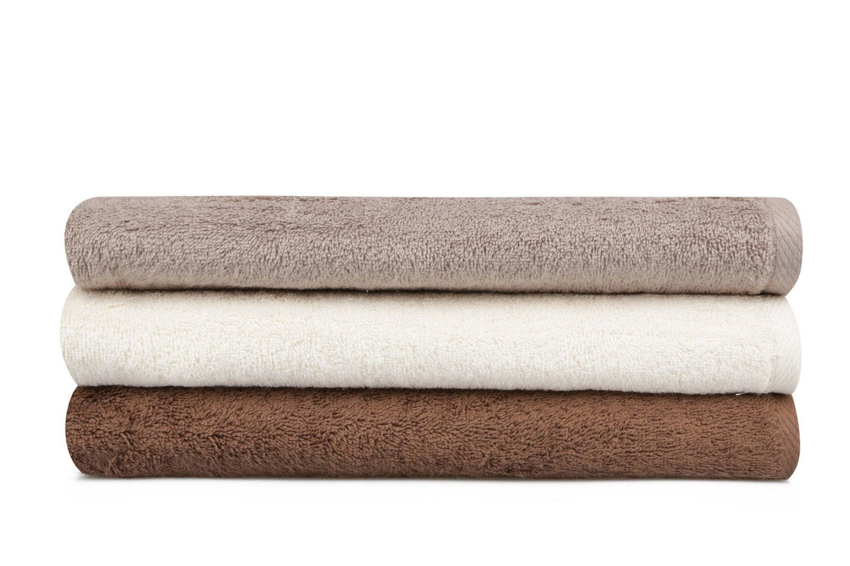 Set prosoape de baie 402, Diverse culori, Diverse configurații, Diverse dimensiuni - Crem - Maro deschis - Maro închis - 70x140 cm - 3 bucăți | SKU: 355BHP2463 | Set prosoape de baie 402, varianta Crem - Maro deschis - Maro închis - 70x140 cm - 3 bucăți, produs pentru amenajarea locuinței, disponibil online în România la CasaMob