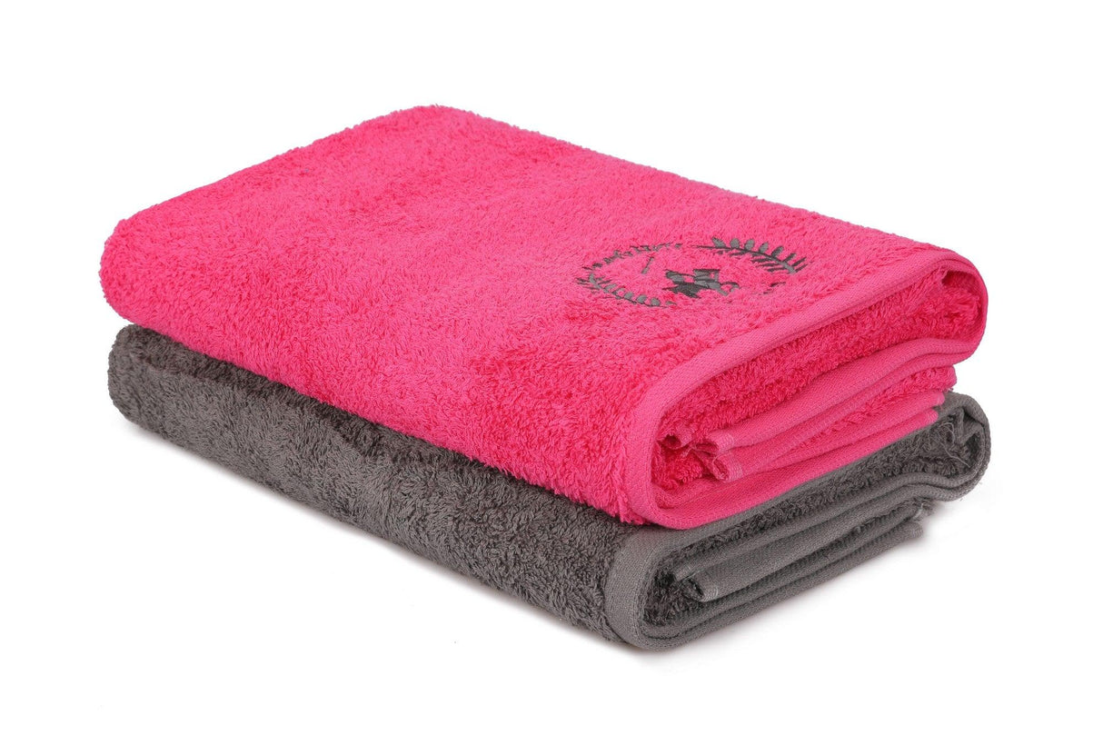 Set prosoape de baie 402, Diverse culori, Diverse configurații, Diverse dimensiuni - Gri închis - Fucsia - 70x140 cm - 2 bucăți | SKU: 355BHP2458 | Set prosoape de baie 402, varianta Gri închis - Fucsia - 70x140 cm - 2 bucăți, produs pentru amenajarea locuinței, disponibil online în România la CasaMob