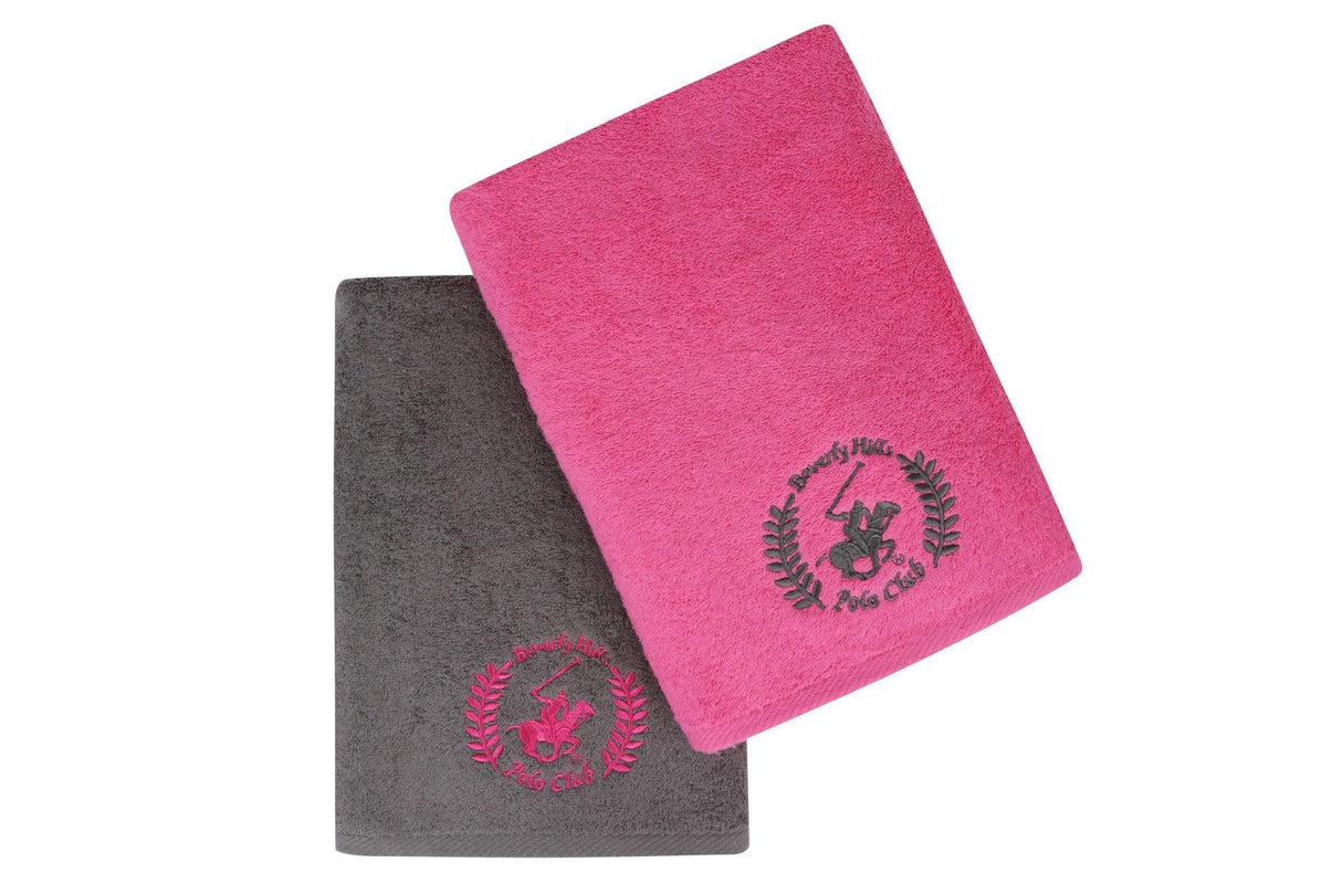 Set prosoape de baie 402, Diverse culori, Diverse configurații, Diverse dimensiuni - Gri închis - Fucsia - 70x140 cm - 2 bucăți | SKU: 355BHP2458 | Set prosoape de baie 402, varianta Gri închis - Fucsia - 70x140 cm - 2 bucăți, produs pentru amenajarea locuinței, disponibil online în România la CasaMob