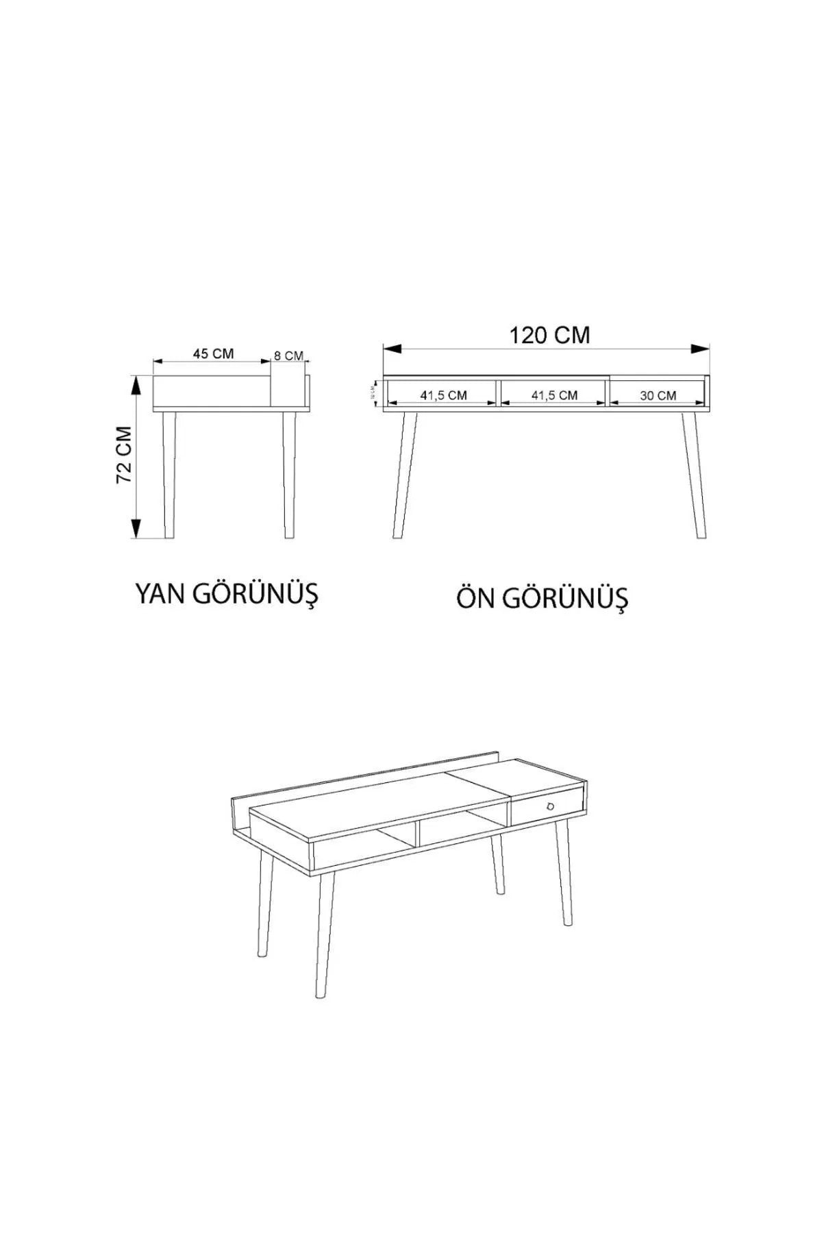 Birou Flex, Alb - Stejar, 120x53x72 cm