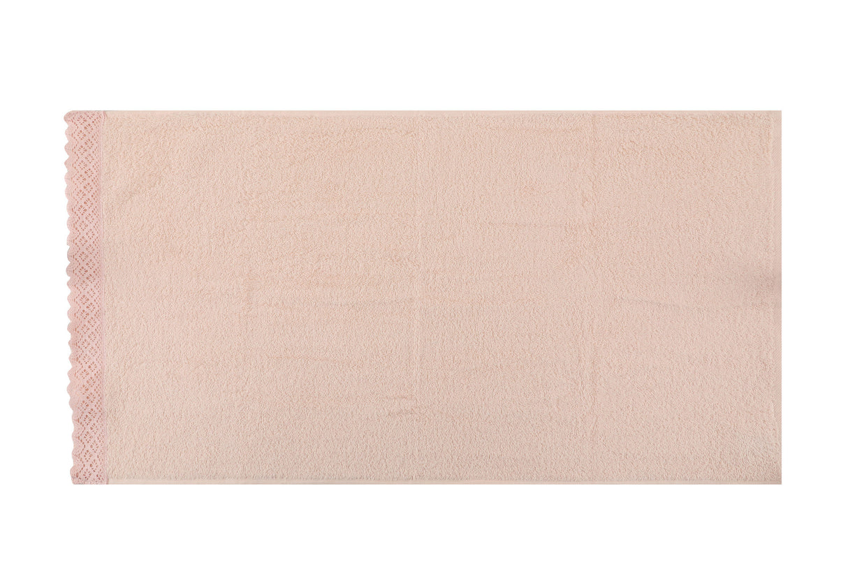 Set prosoape de baie 4 bucăți Dantelli 4'lü, Roz - Mentă - Alb - Bej, 50x90 cm