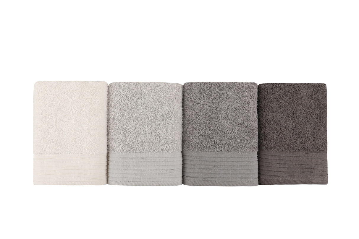 Set prosoape de baie 4 bucăți Olivia 50, Alb - Gri - Gri deschis - Antracit, 50x90 cm