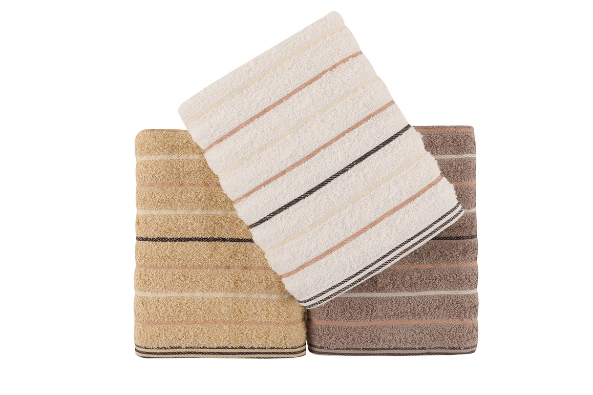 Set prosoape de baie 3 bucăți Milan 3'lü Set, Diverse culori, Diverse dimensiuni - Camel - Alb - Maro - 50x90 cm | SKU: 373VDN1135 | Set prosoape de baie 3 bucăți Milan 3'lü Set, varianta Camel - Alb - Maro - 50x90 cm, produs pentru amenajarea locuinței, disponibil online în România la CasaMob