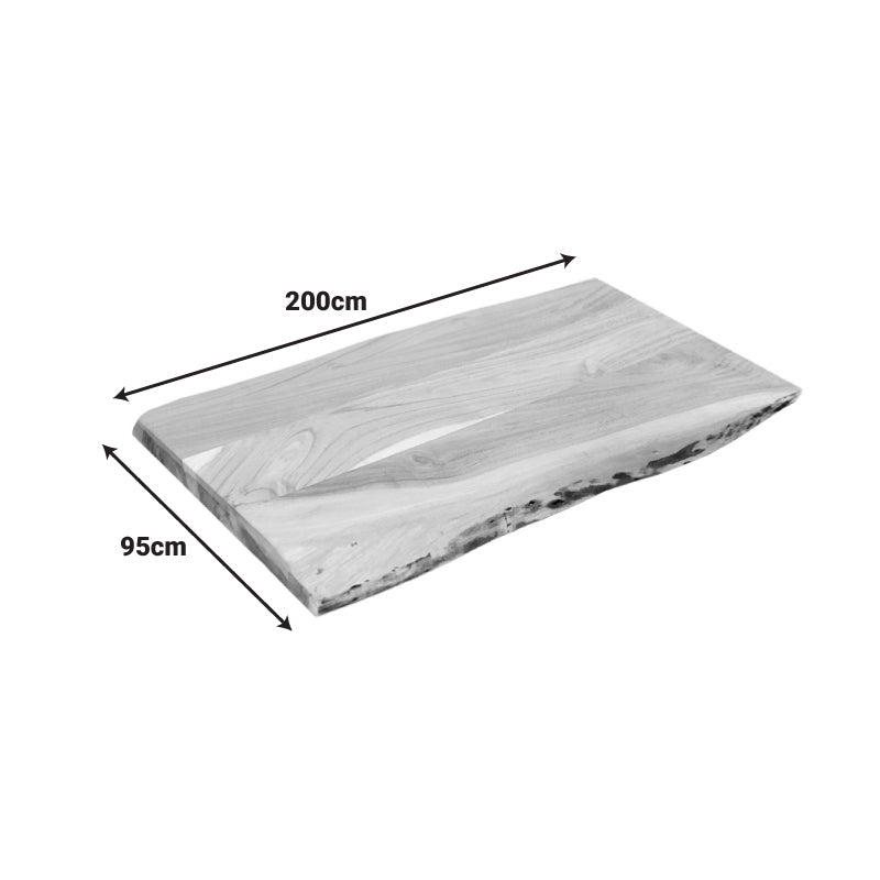Blat de masa cu functie decorativa Pozier, Stil Natural, Lemn de Acacia Solid, 200x95x4cm