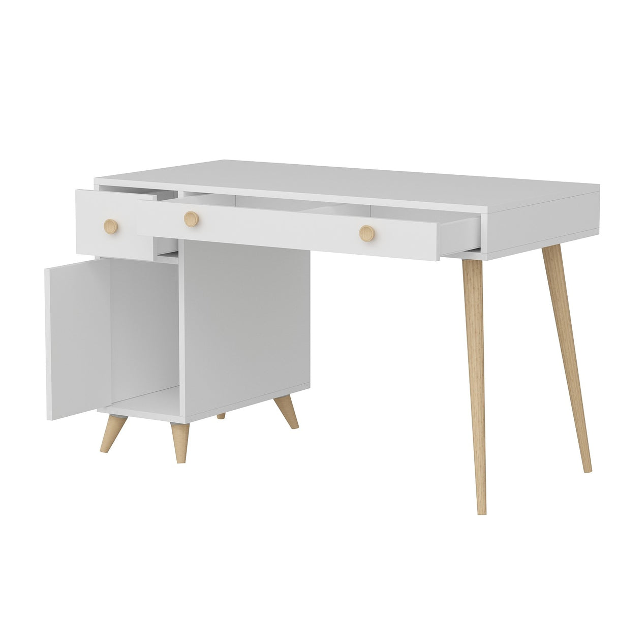 Birou Inarch, Alb - Stejar, 120x60x76 cm
