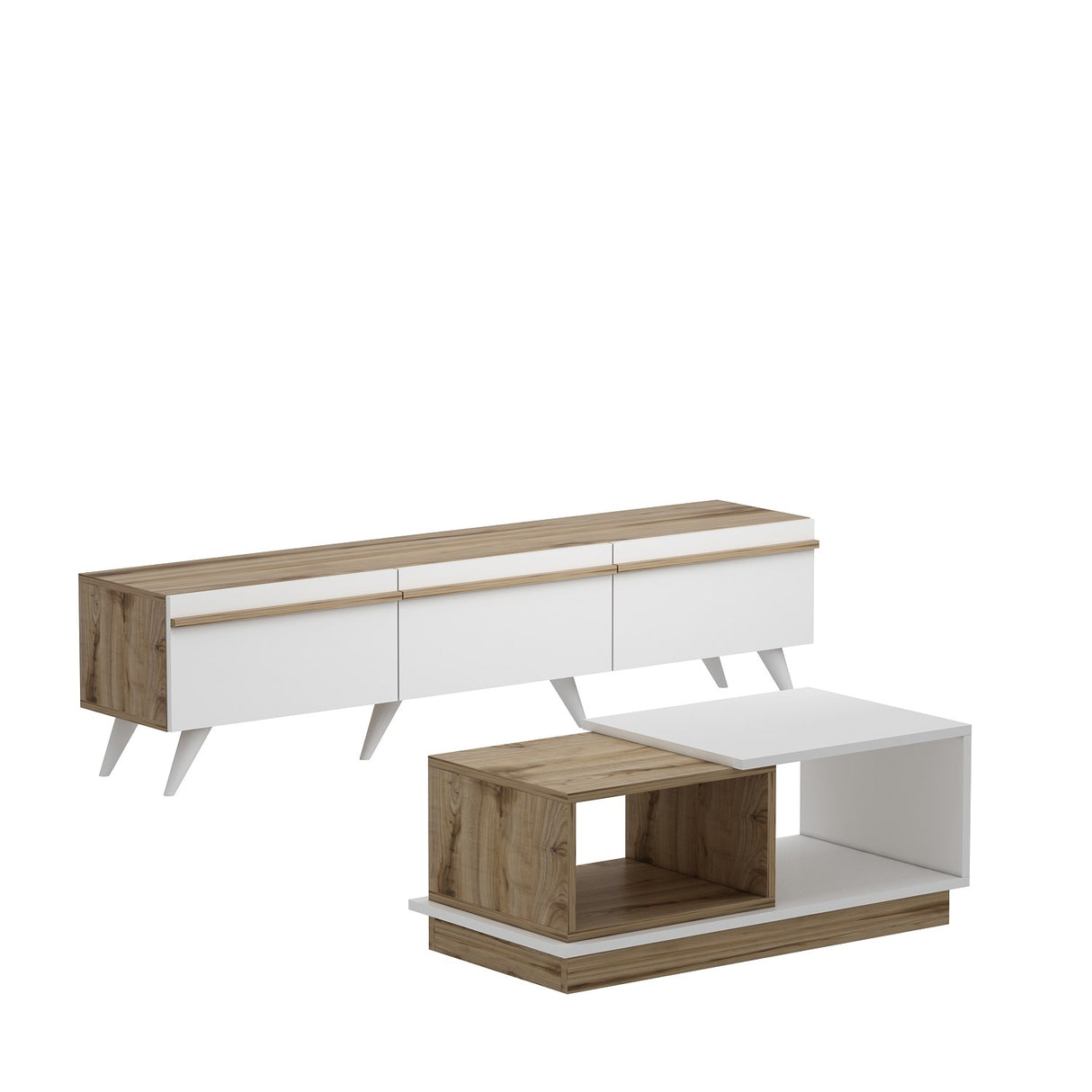 Set mobilă pentru sufragerie Valentina, Alb - Sapphire, 180x35x42 cm
