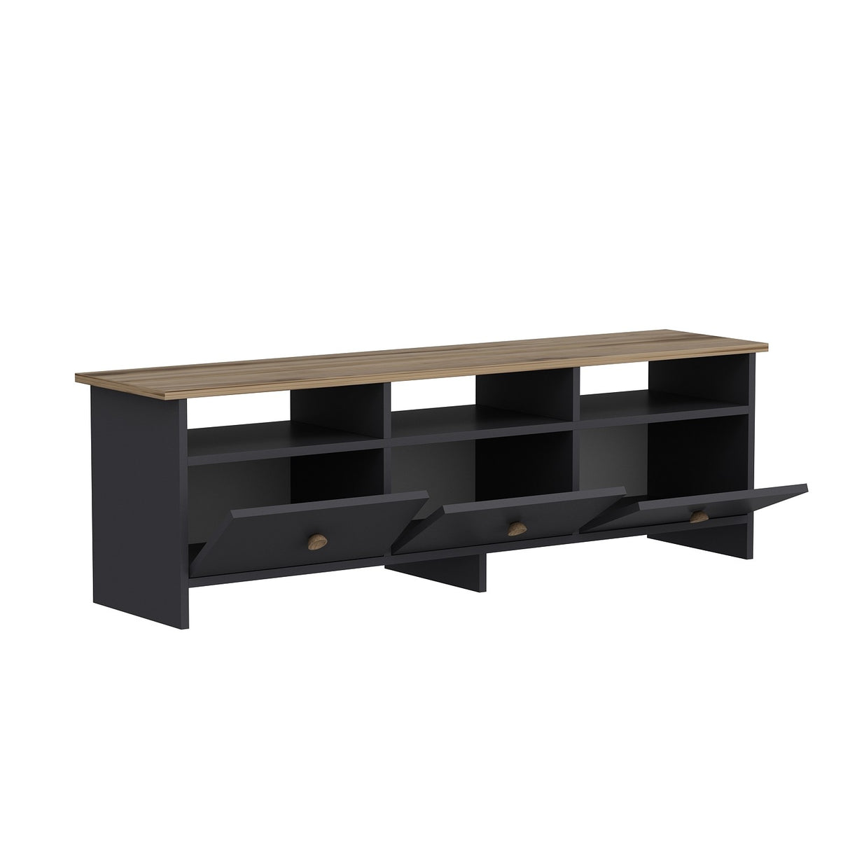 Comodă TV Oslo, Diverse culori, 150x36x47 cm - Antracit - Stejar | SKU: 382NRC1106 | Comodă TV Oslo, 150x36x47 cm, varianta Antracit - Stejar, produs pentru amenajarea locuinței, disponibil online în România la CasaMob
