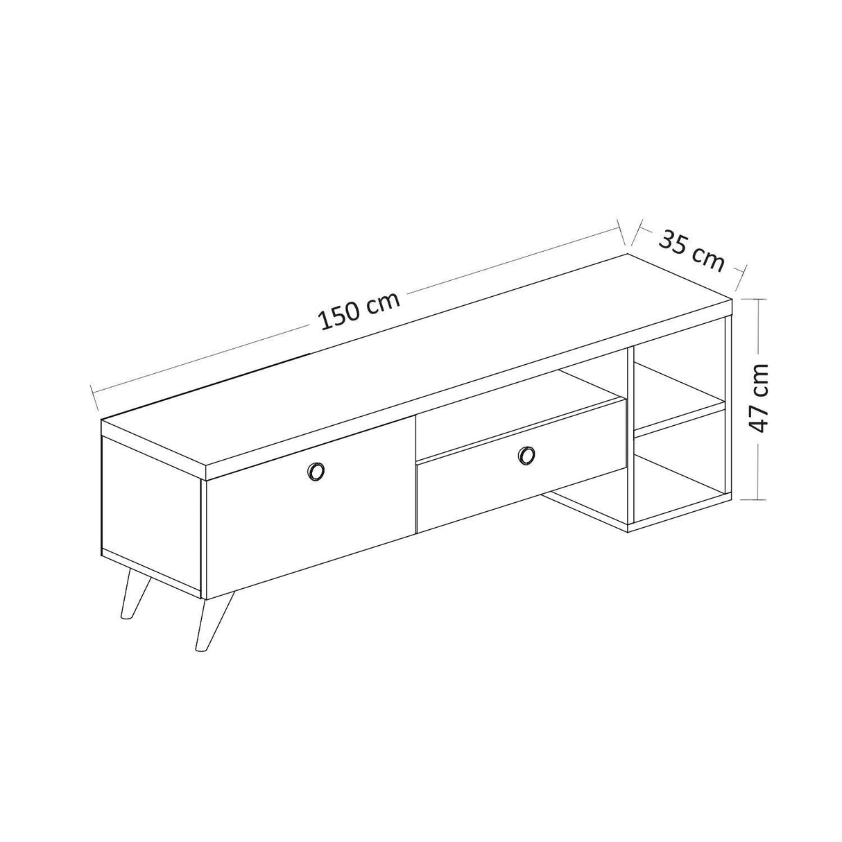 Comodă TV Parion, Diverse culori, 150x35x47 cm - Negru - Stejar | SKU: 382NRC1107 | Comodă TV Parion, 150x35x47 cm, varianta Negru - Stejar, produs pentru amenajarea locuinței, disponibil online în România la CasaMob