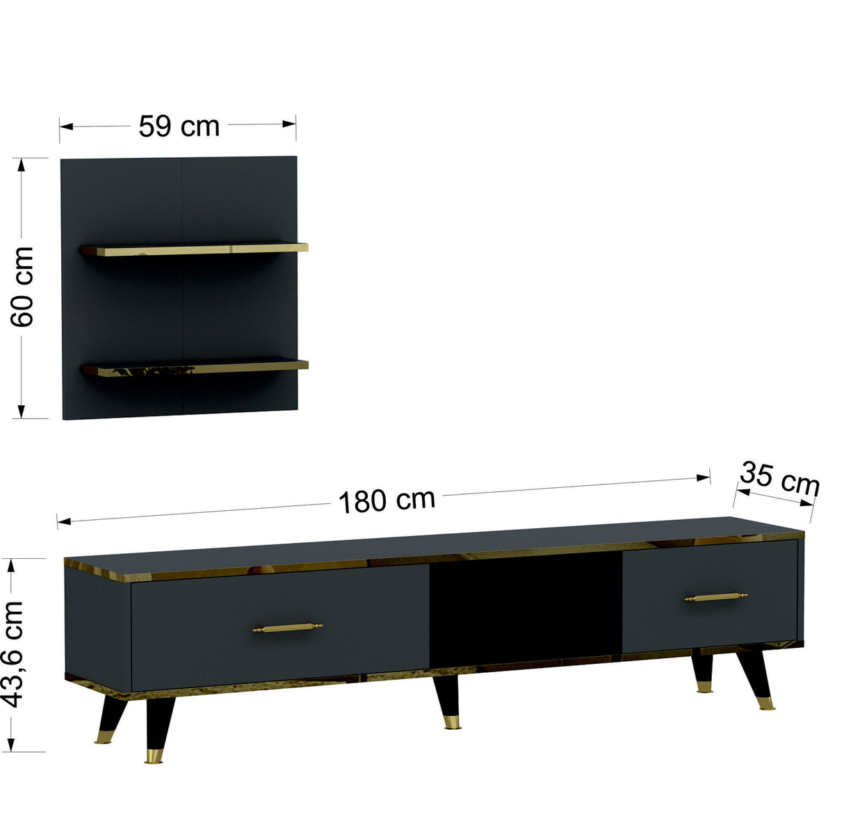 Comodă TV Aren, Diverse culori, 180x35x44 cm - Antracit | SKU: 382NRC1126 | Comodă TV Aren, 180x35x44 cm, varianta Antracit, produs pentru amenajarea locuinței, disponibil online în România la CasaMob
