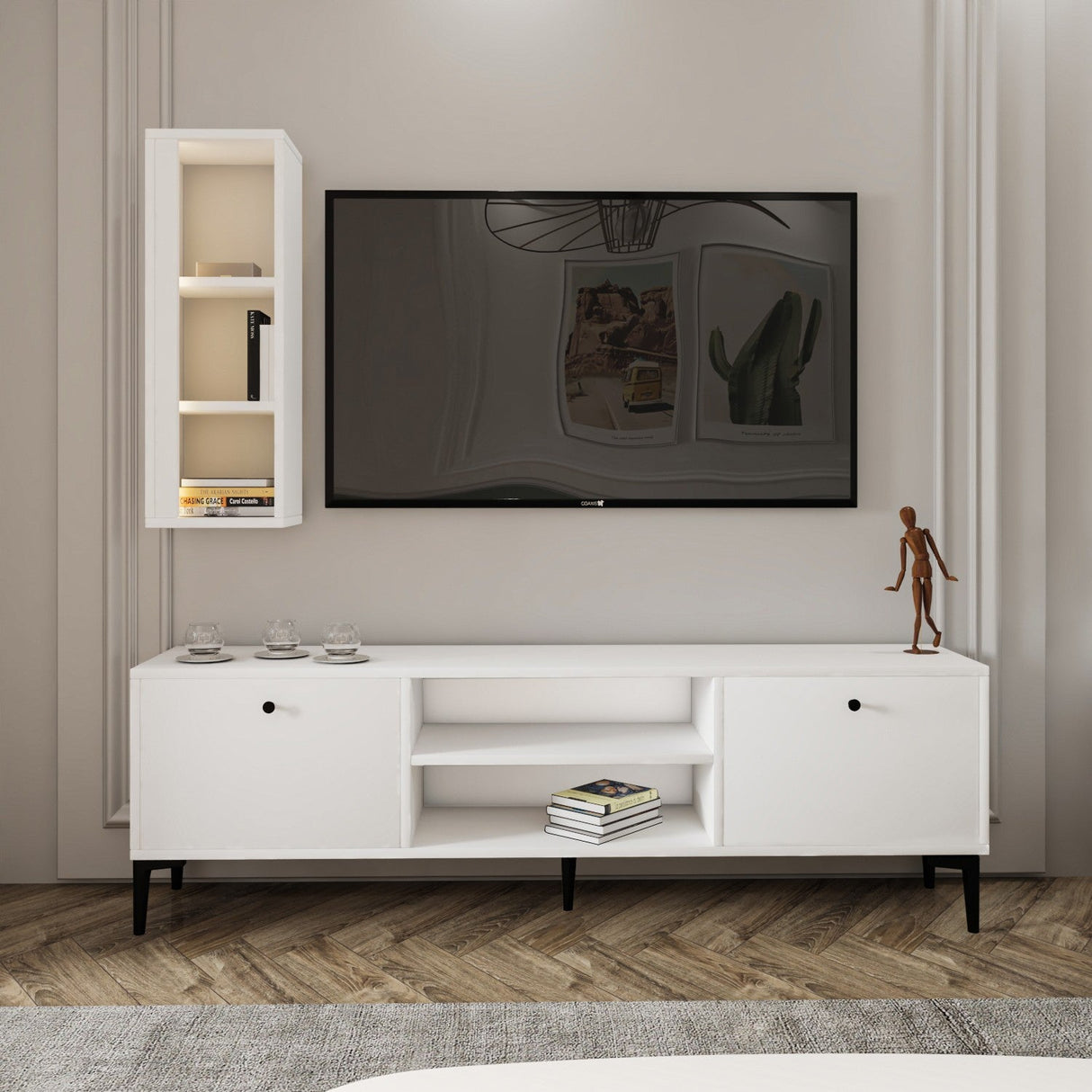 Comodă TV Bien, Diverse culori, 150x30x48 cm - Alb | SKU: 382NRC1140 | Comodă TV Bien, 150x30x48 cm, varianta Alb, produs pentru amenajarea locuinței, disponibil online în România la CasaMob