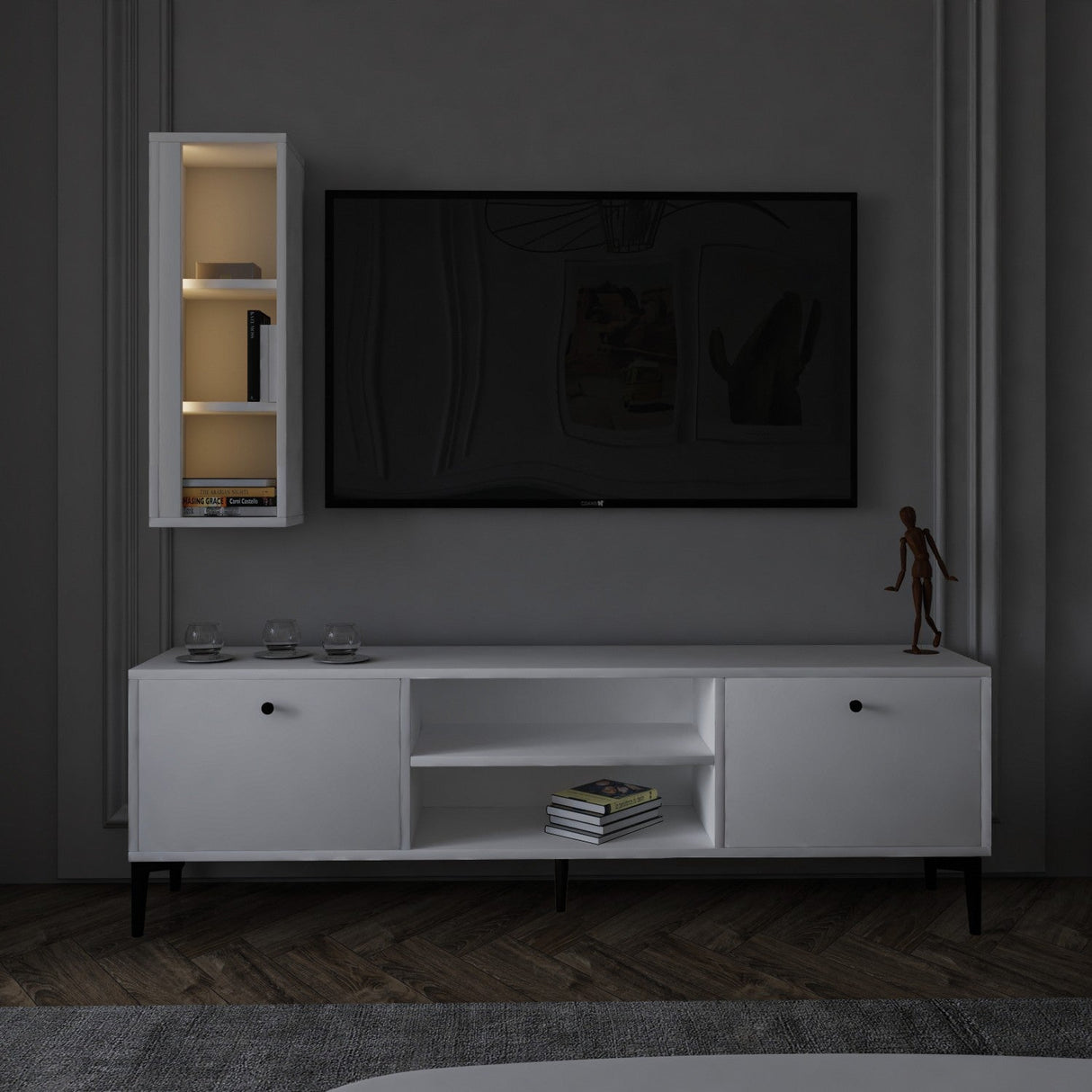 Comodă TV Bien, Diverse culori, 150x30x48 cm - Alb | SKU: 382NRC1140 | Comodă TV Bien, 150x30x48 cm, varianta Alb, produs pentru amenajarea locuinței, disponibil online în România la CasaMob