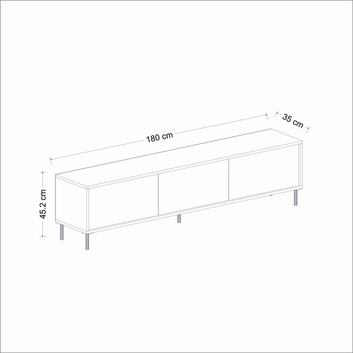 Comodă TV Imaj - Marble, White, White marble - Auriu, 180x35x45 cm