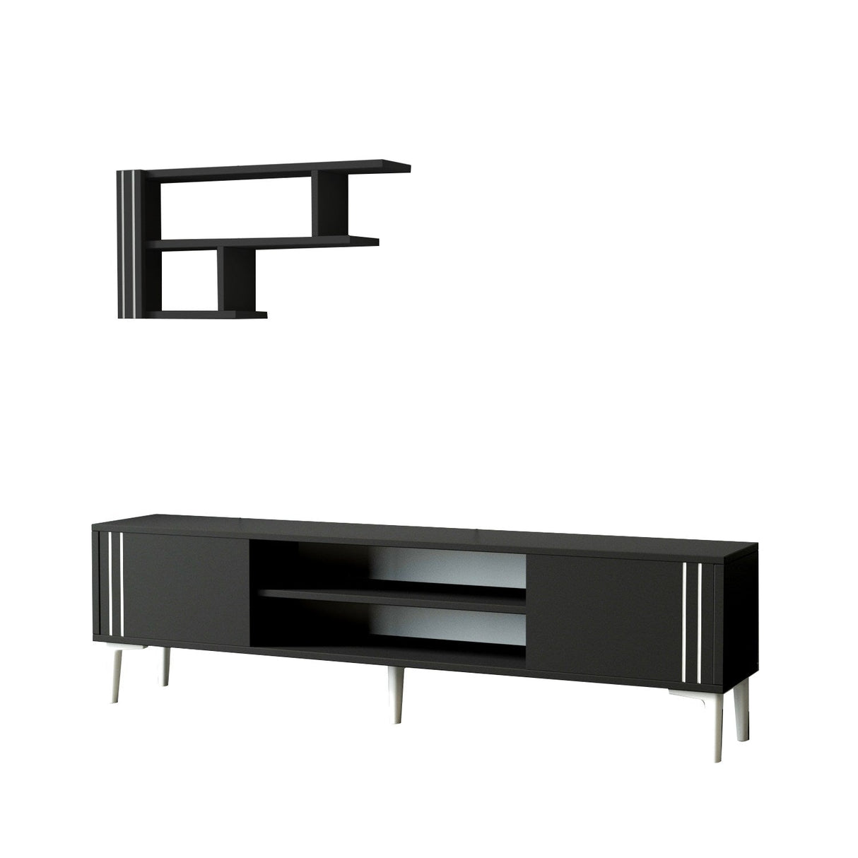 Comodă TV Snow Set, Diverse culori, 140x30x45 cm - Antracit | SKU: 382NRC1147 | Comodă TV Snow Set, 140x30x45 cm, varianta Antracit, produs pentru amenajarea locuinței, disponibil online în România la CasaMob