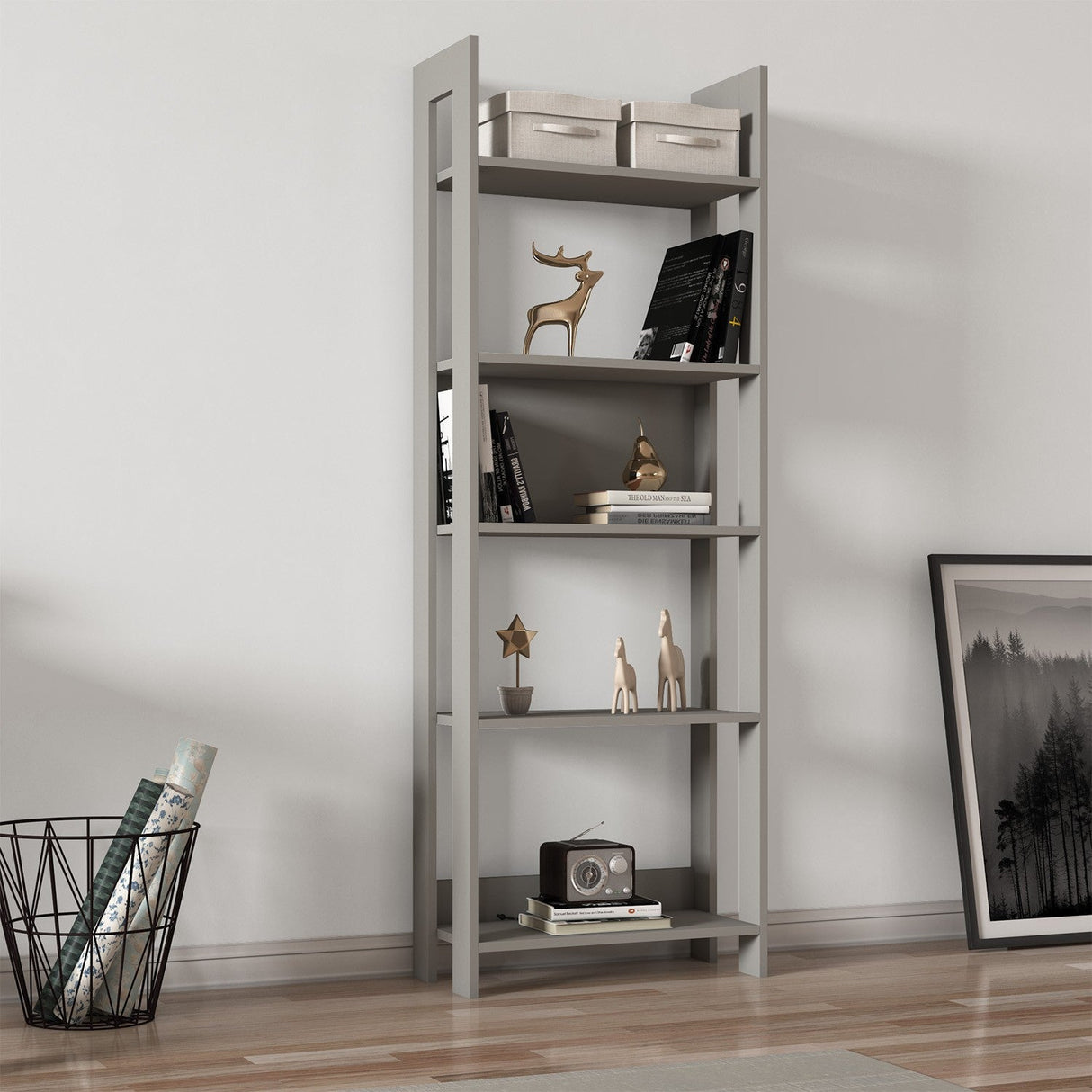 Bibliotecă Country, Diverse culori, 64x30x180 cm - Gri | SKU: 382NRC1307 | Bibliotecă Country, 64x30x180 cm, varianta Gri, produs pentru amenajarea locuinței, disponibil online în România la CasaMob