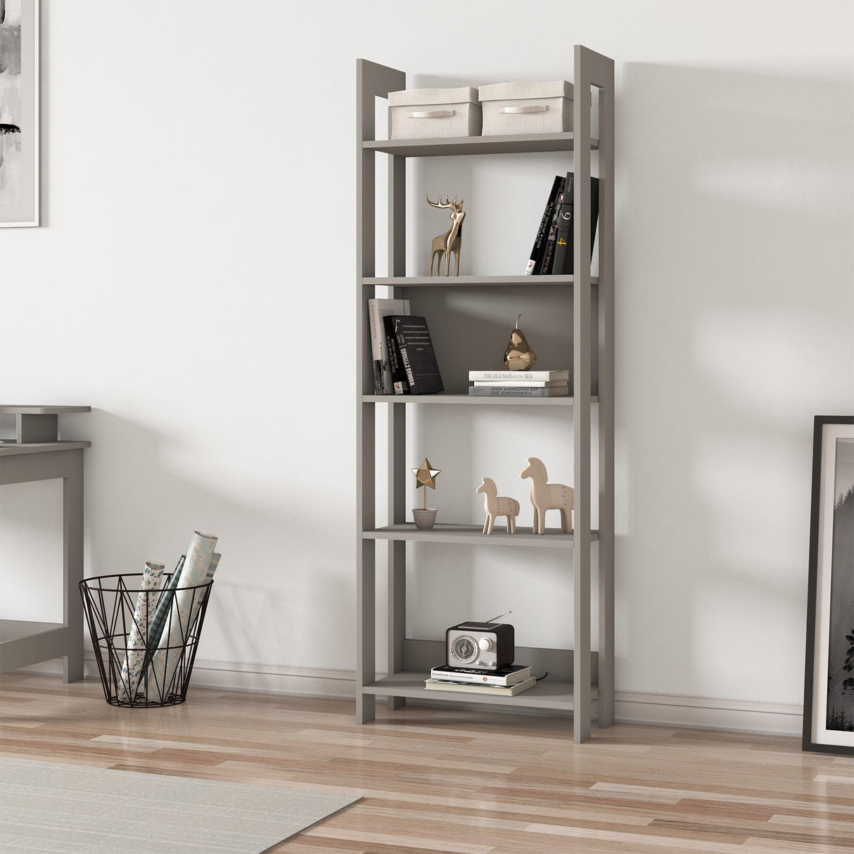 Bibliotecă Country, Diverse culori, 64x30x180 cm - Gri | SKU: 382NRC1307 | Bibliotecă Country, 64x30x180 cm, varianta Gri, produs pentru amenajarea locuinței, disponibil online în România la CasaMob