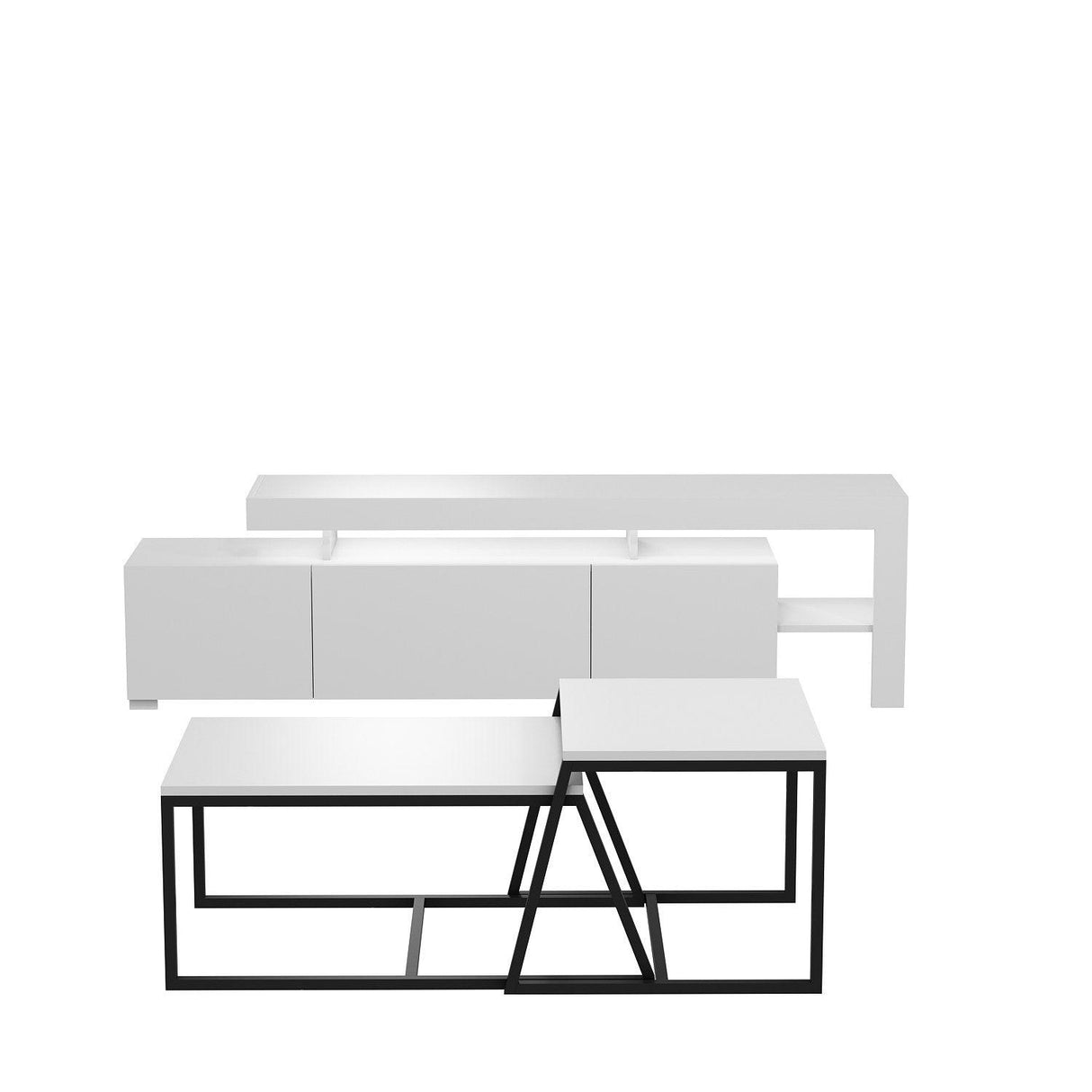 Set Mobila Sufragerie Beliz - White, Alb, 192x53x37 cm