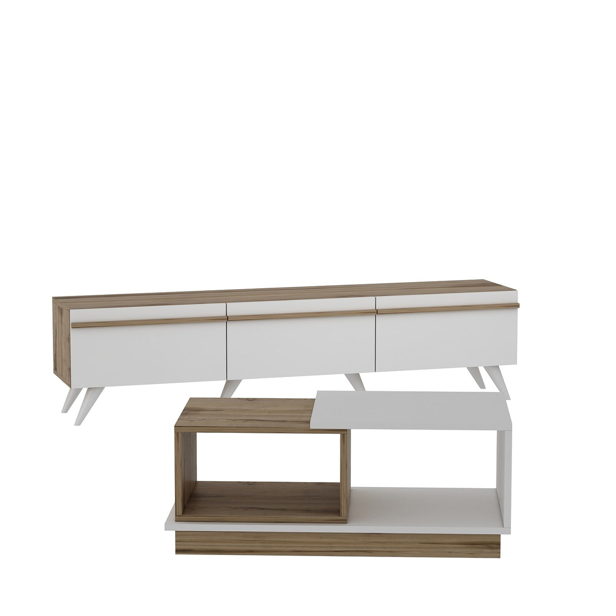 Set mobilă pentru sufragerie Valentina, Alb - Sapphire, 180x35x42 cm