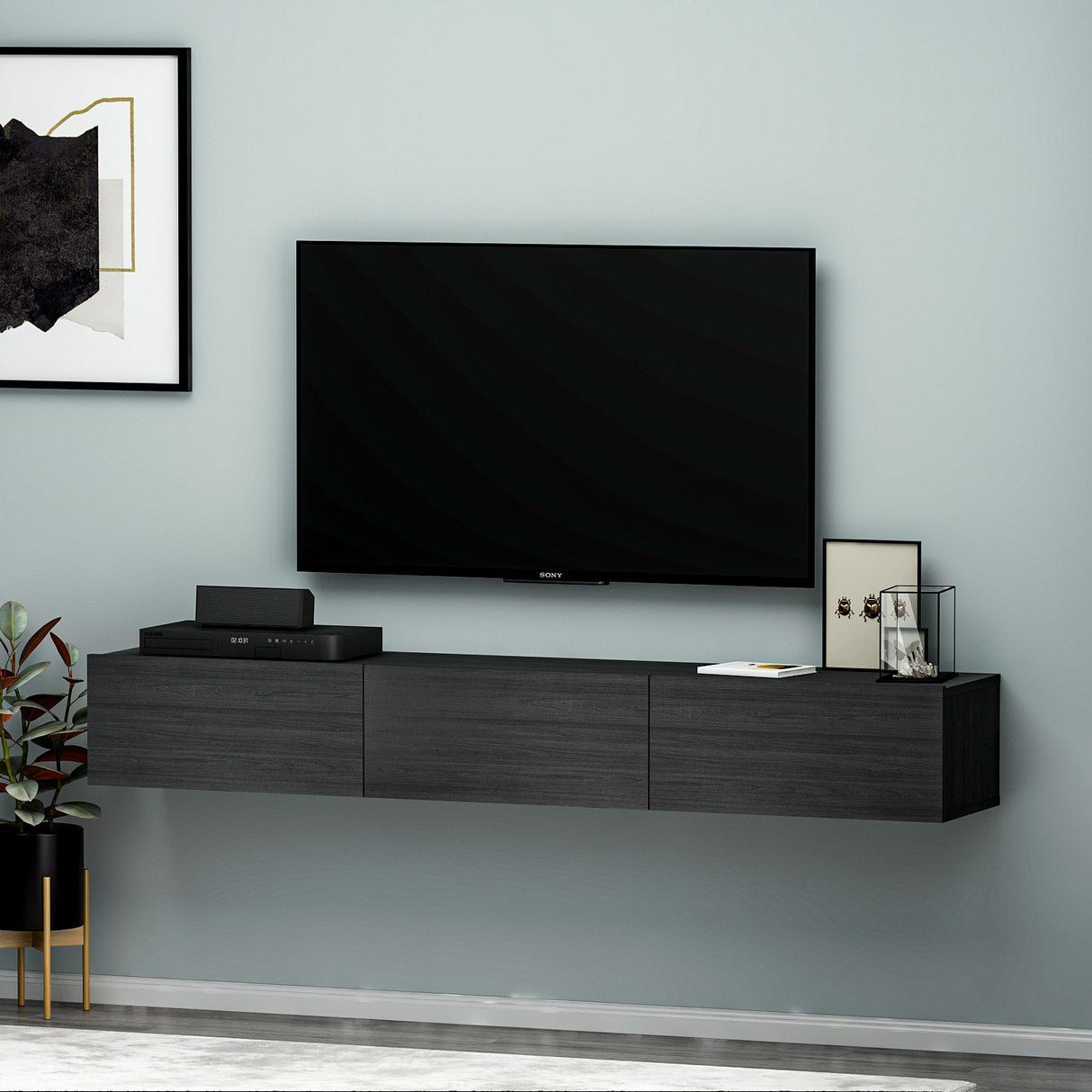 Comodă TV Terra, Diverse culori, 180x31x26 cm - Negru | SKU: 382NRC1511 | Comodă TV Terra, 180x31x26 cm, varianta Negru, produs pentru amenajarea locuinței, disponibil online în România la CasaMob
