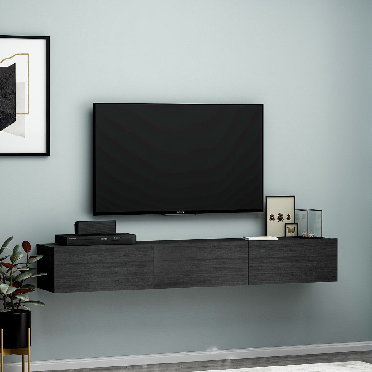 Comodă TV Terra, Diverse culori, 180x31x26 cm - Negru | SKU: 382NRC1511 | Comodă TV Terra, 180x31x26 cm, varianta Negru, produs pentru amenajarea locuinței, disponibil online în România la CasaMob