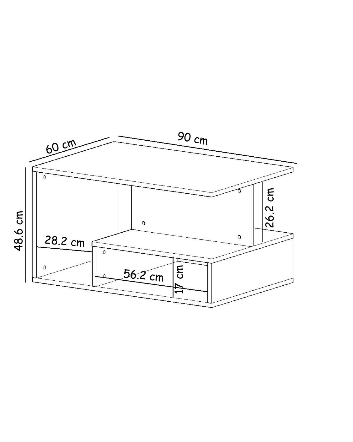 Măsuță de cafea Vera, Diverse culori, 90x60x49 cm - Alb - Stejar | SKU: 382NRC1513 | Măsuță de cafea Vera, 90x60x49 cm, varianta Alb - Stejar, produs pentru amenajarea locuinței, disponibil online în România la CasaMob