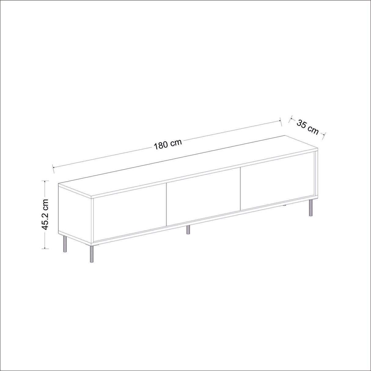 Comodă TV Imaj - Whıte, Alb, 180x35x45 cm