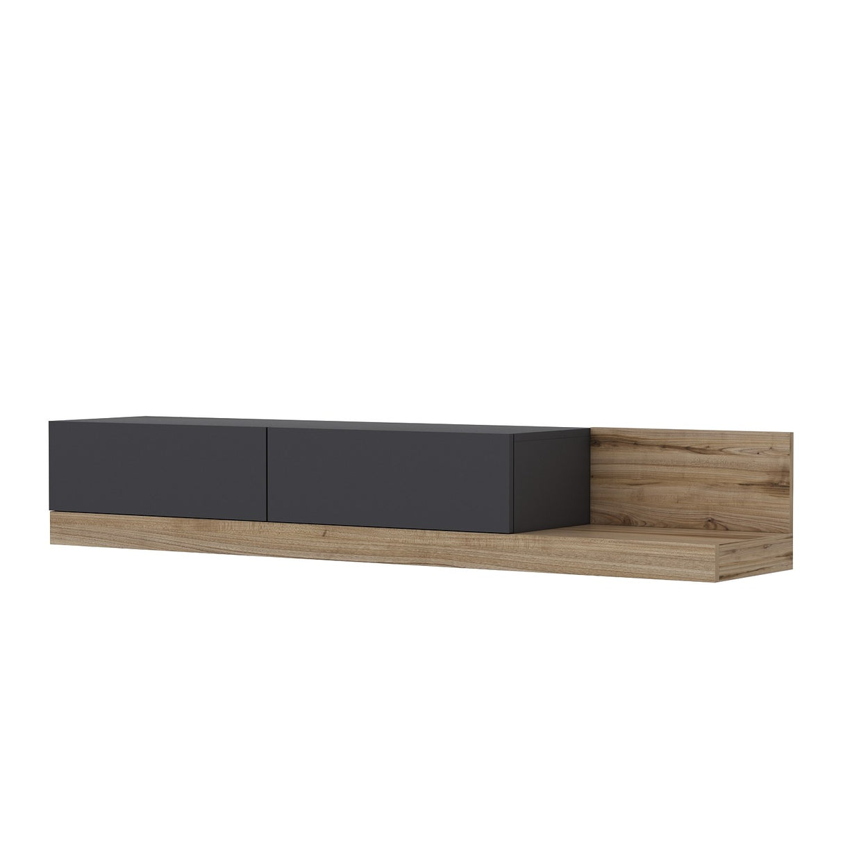 Comodă TV Majör, Antracit - Nuc, 180x37x30 cm