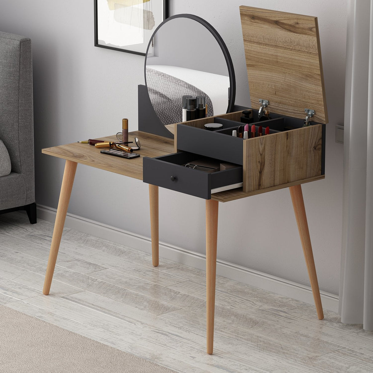 Mobilierul Înger 120x60 - Anthracite Walnut, SKU 382NRC1901