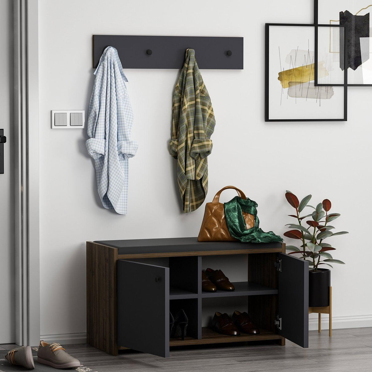Pantofar Zen, Alb, 35x45x80 cm - Gri, SKU 382NRC2101