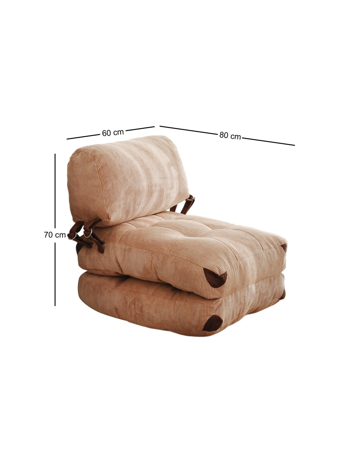 Fotoliu extensibil Fold Kadife, Camel