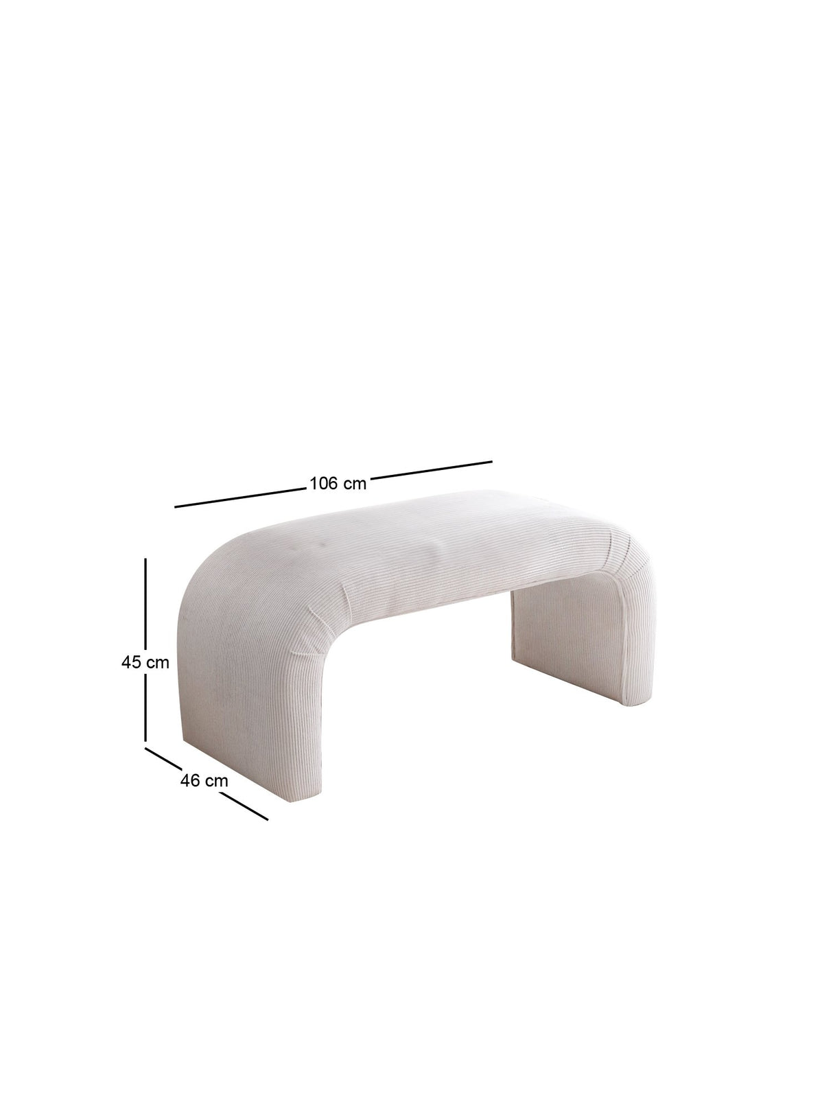 Taburet Nu Bench Fitilli, Alb, 106x46x45 cm