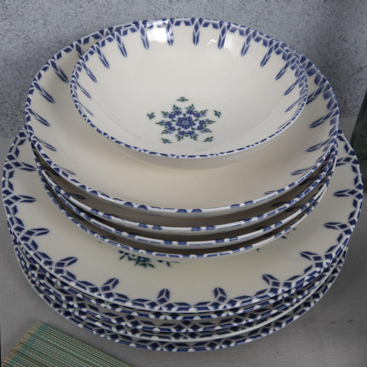 Serviciu de masa, Set 24 piese pentru cina, Portelan, Albastru