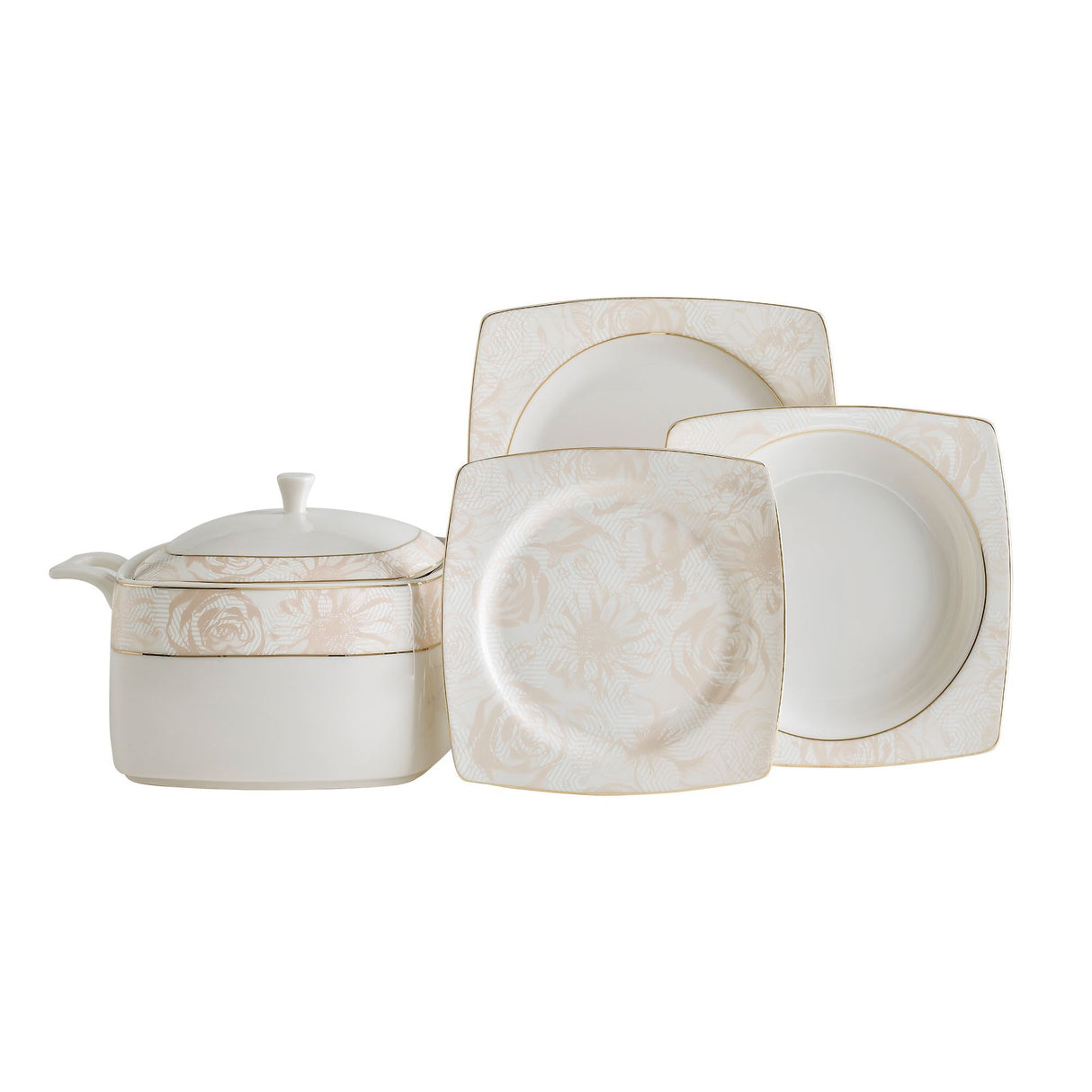 Serviciu de masă 61 bucăți GBSCR61KYT8305172, Alb, 29x18 cm