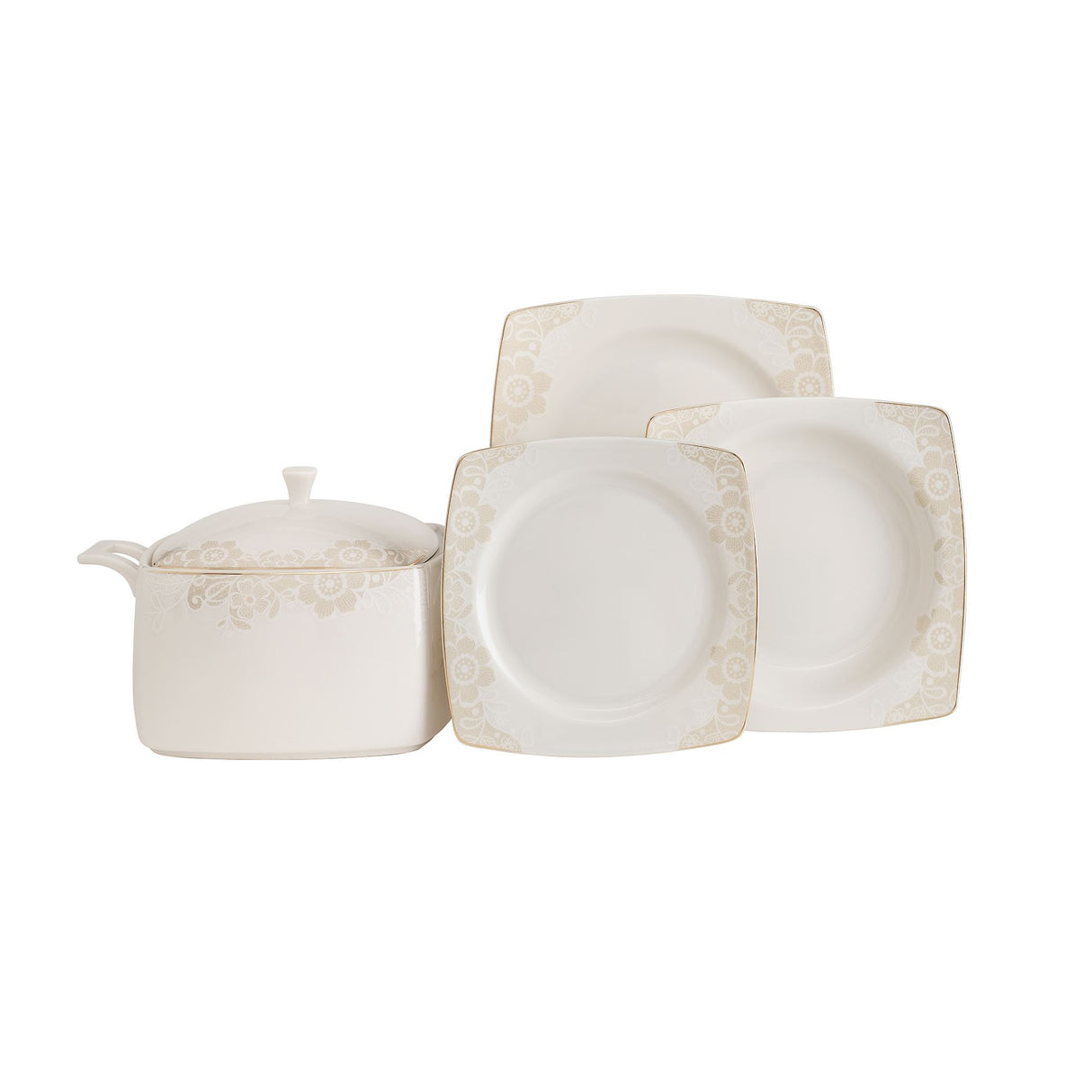 Serviciu de masă 61 bucăți GBSCR61KYT8305487, Alb, 29x18 cm