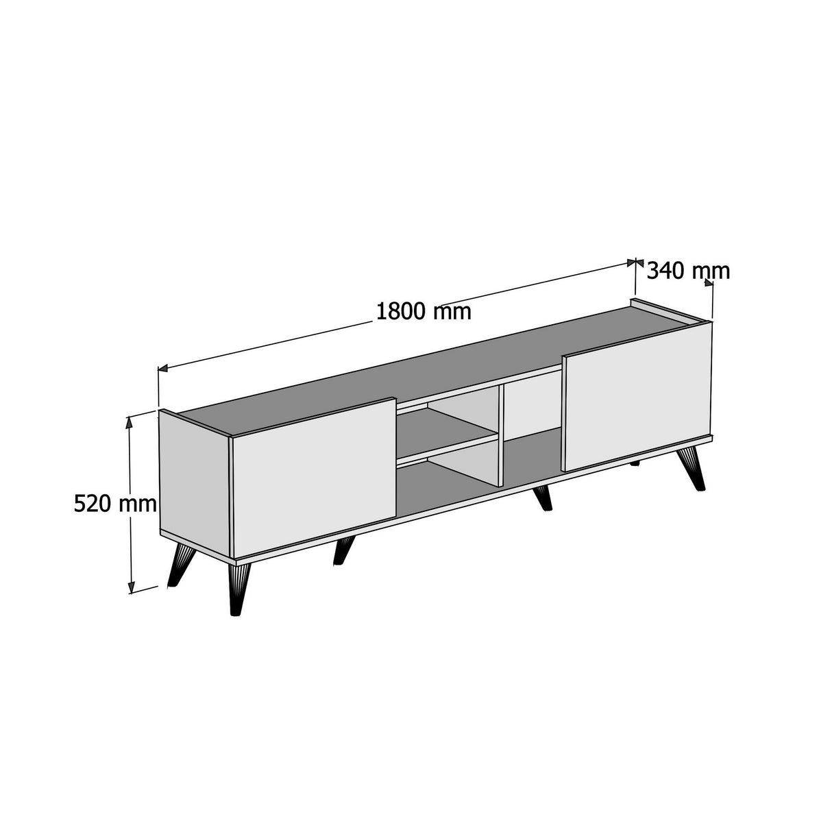 Comodă TV Elegante 1320, Alb, 180x34x52 cm