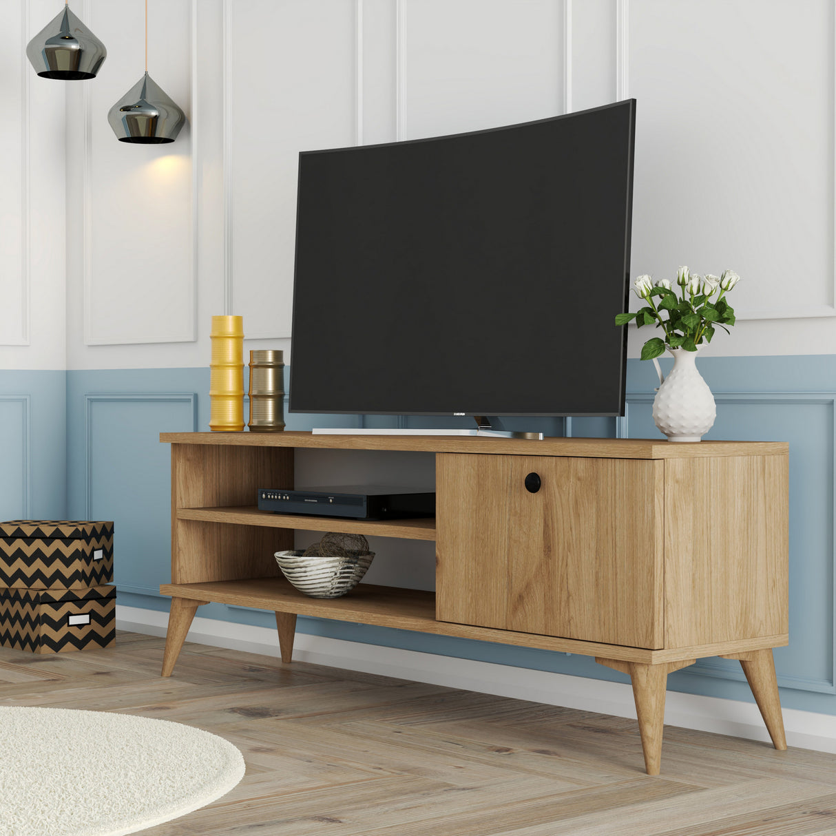 Comodă TV Retro 1562, Stejar, 120x30x15 cm