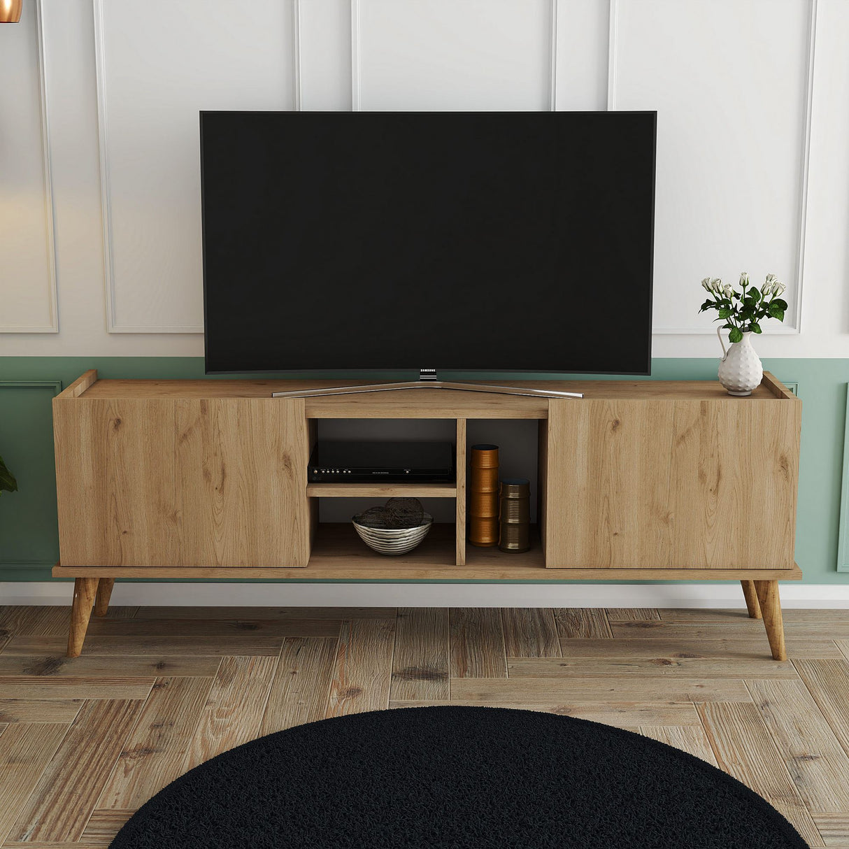 Comodă TV Carmen - 1532, Stejar, 150x34x52 cm