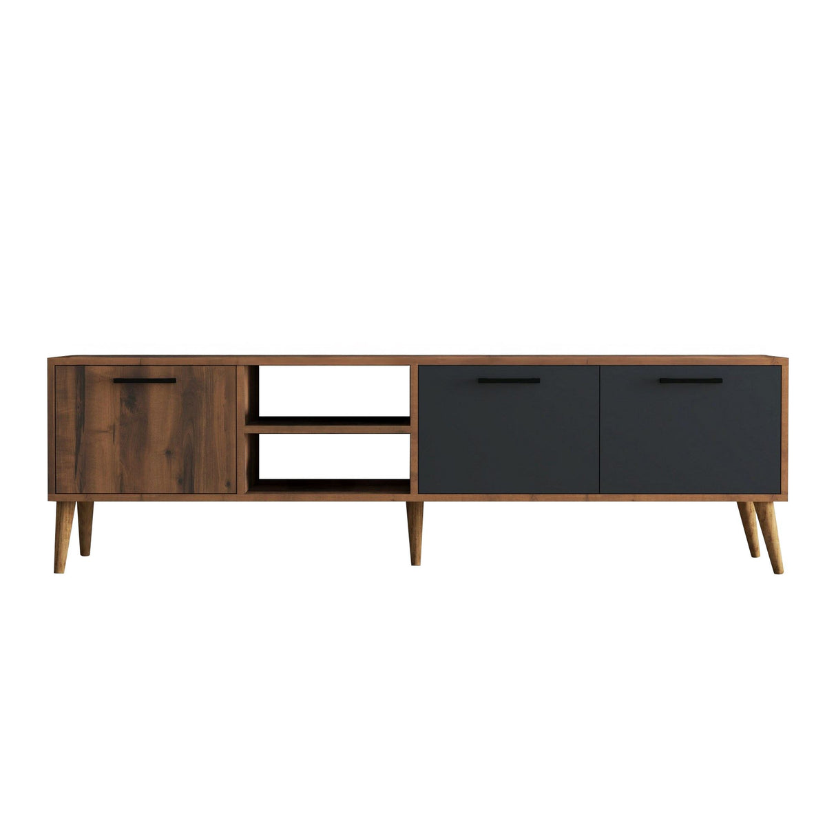 Comodă TV Exxen - 1581, Nuc - Antracit, 180x35x53 cm