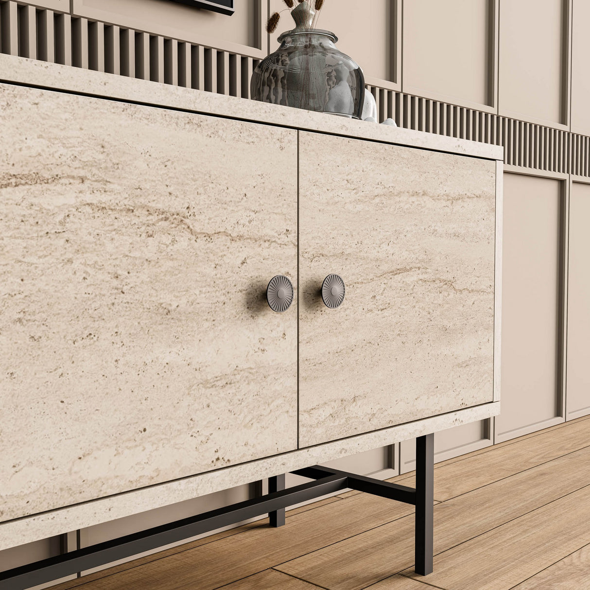 Comodă TV Diamond 4040, Traverten, 150x35x54 cm