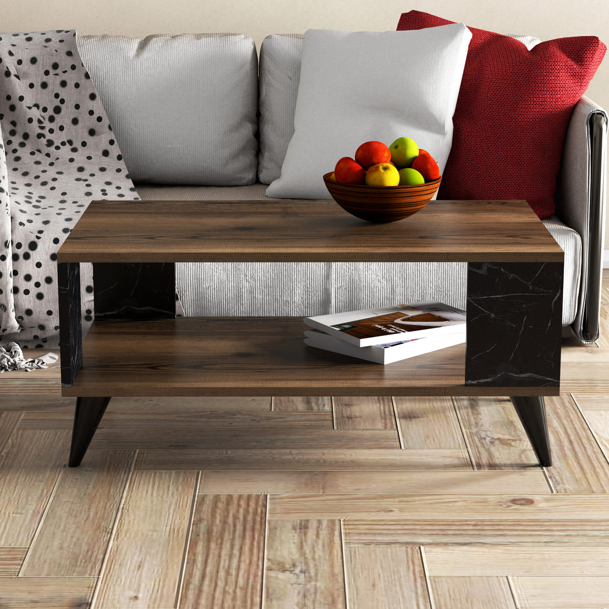 Măsuță de cafea City 2024, Dark walnut - Negru, 90x42x54 cm