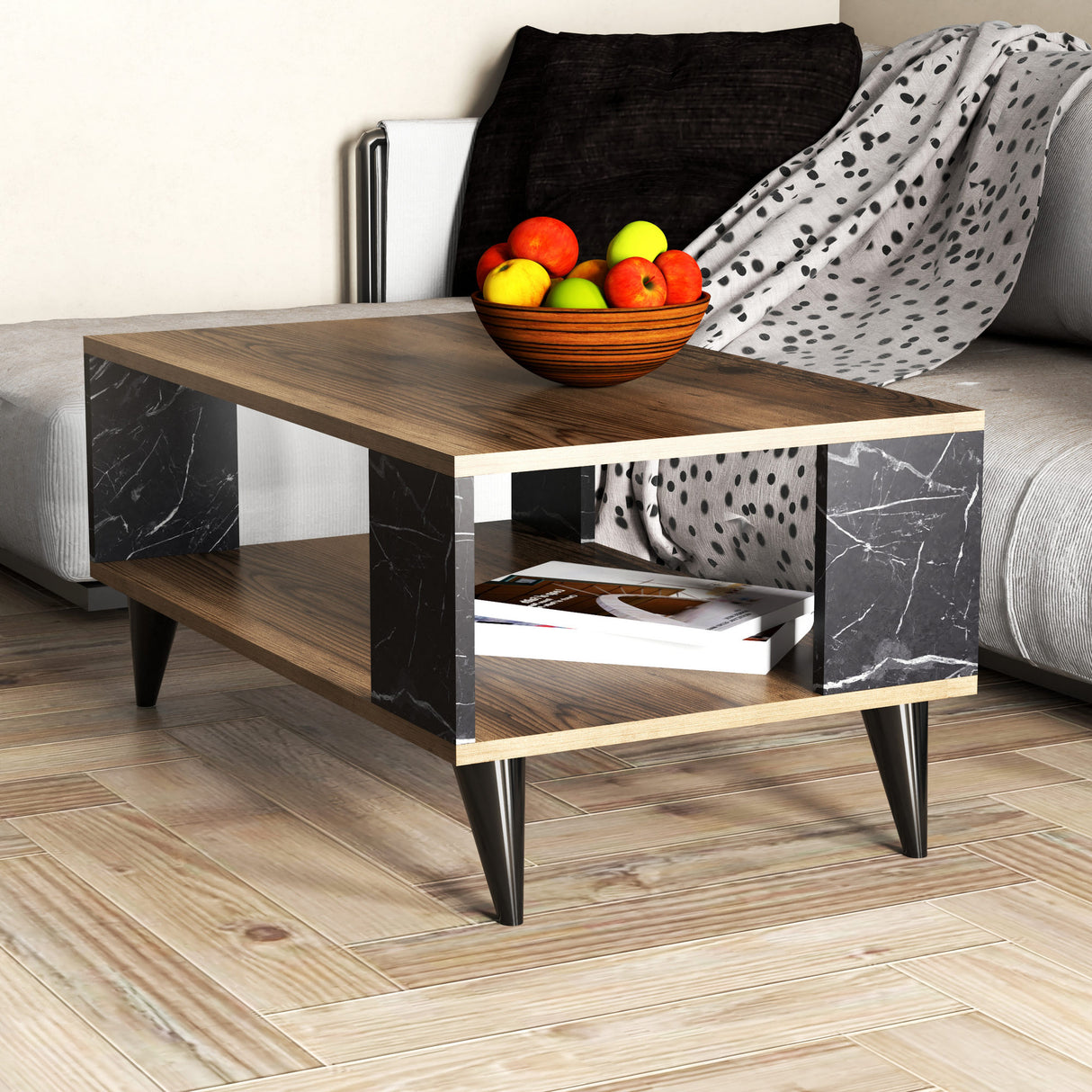 Măsuță de cafea City 2024, Dark walnut - Negru, 90x42x54 cm
