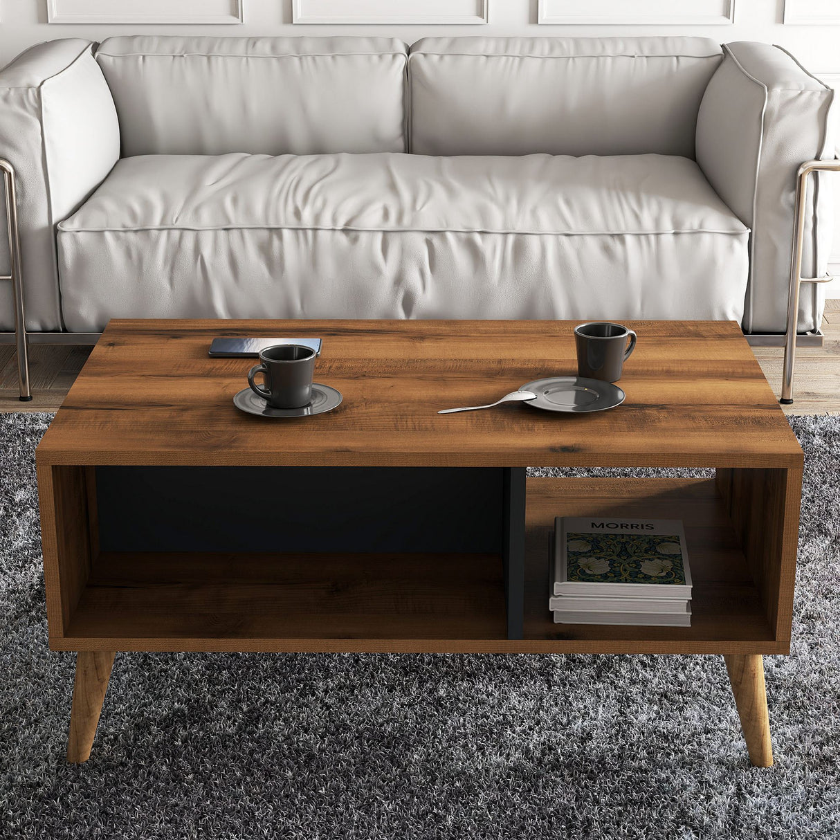Măsuță de cafea Exxen - 2070, Nuc - Antracit, 90x42x54 cm