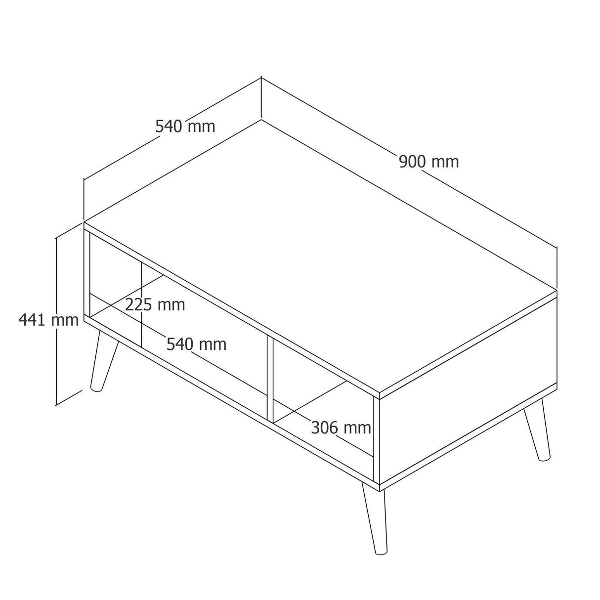 Măsuță de cafea Exxen - 2070, Nuc - Antracit, 90x42x54 cm