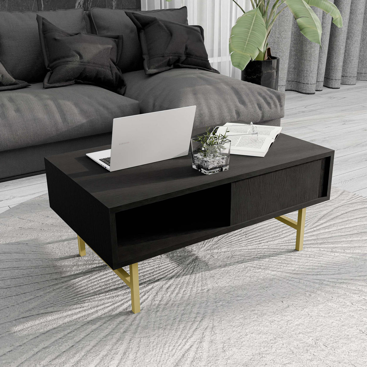 Măsuță de cafea Style 4220, Negru, 90x54x40 cm